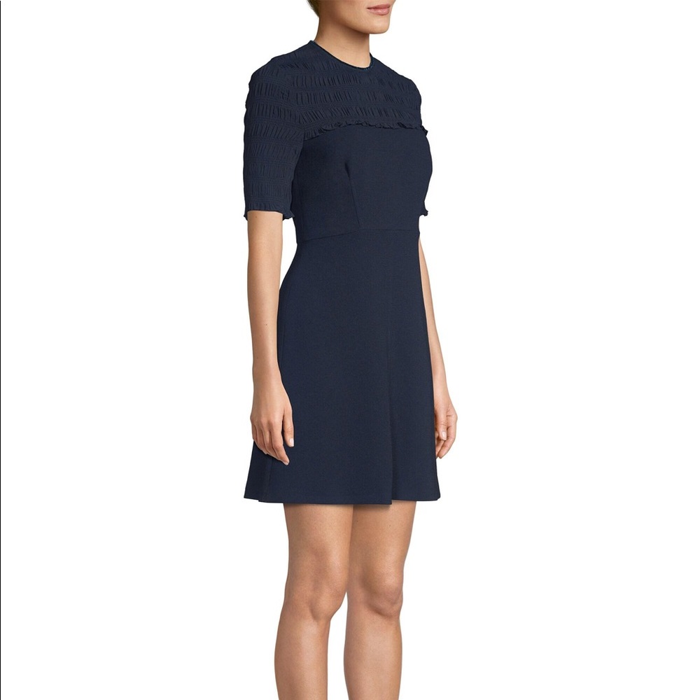 *NWT* SANDRO Smocked Navy Crepe Dress